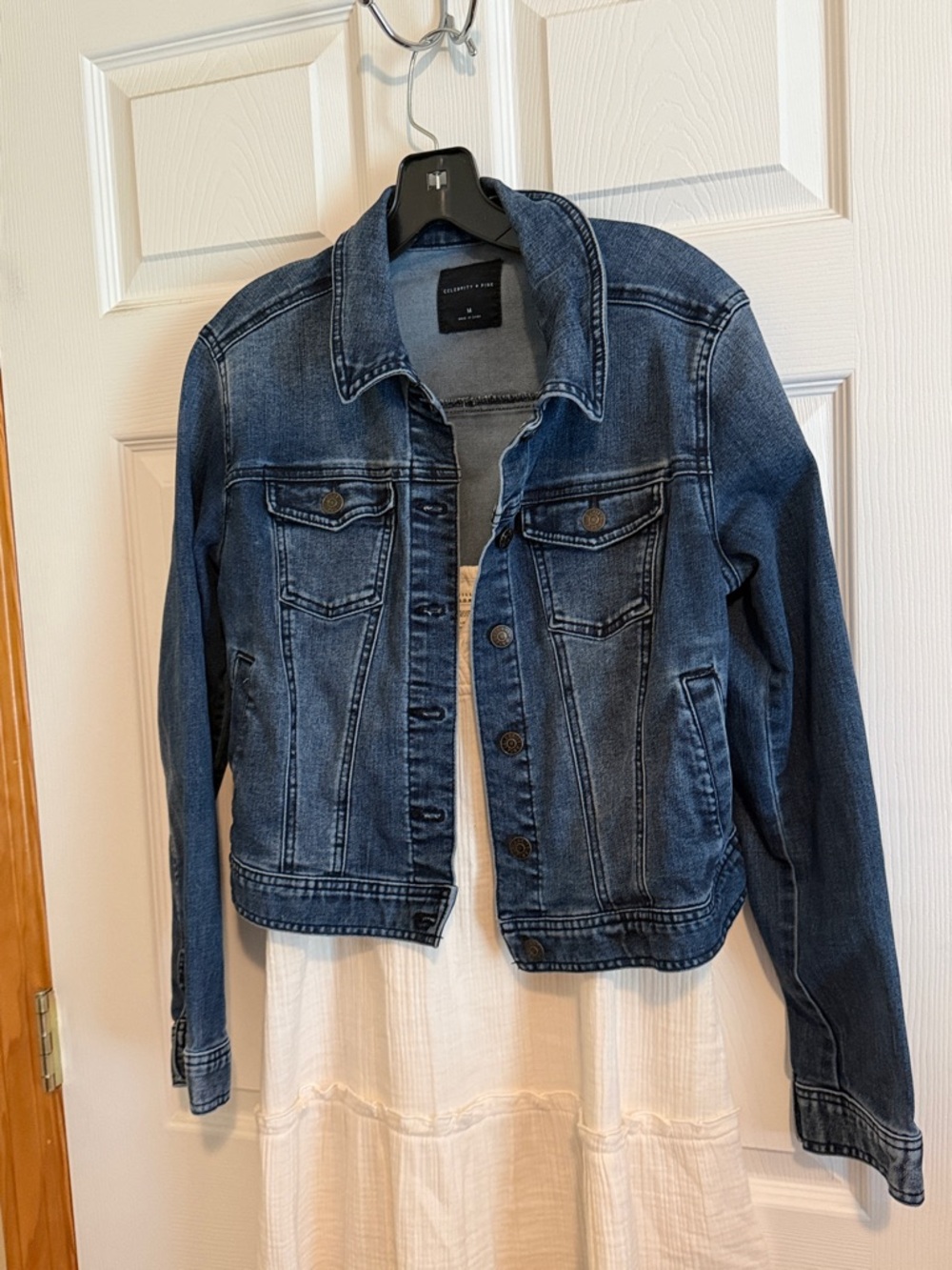 Celebrity Pink Dark Blue Denim Jean Jacket